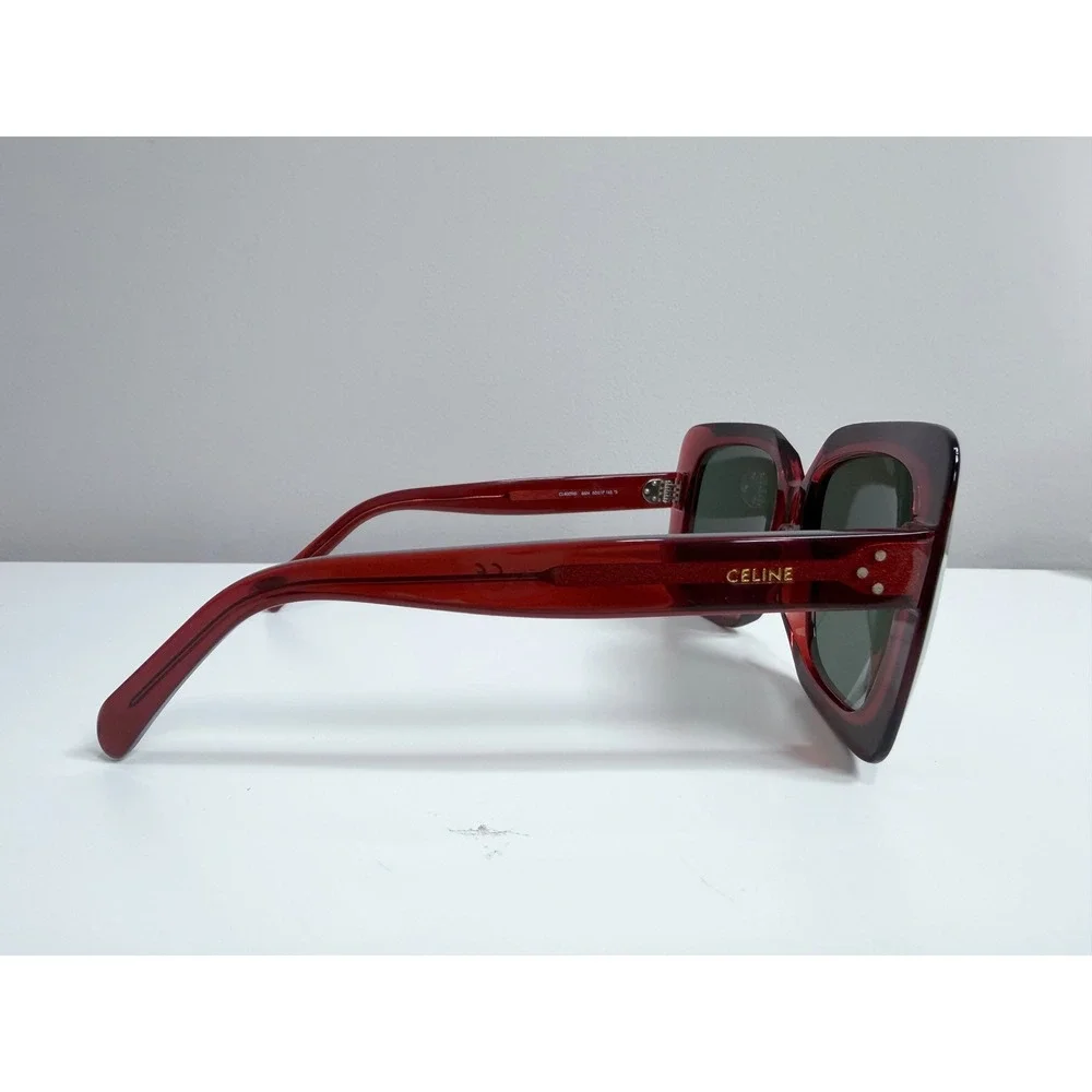 Celine NEW Sunglasses Womens Red Square Oversized CL40096I 66N Transparent Red
